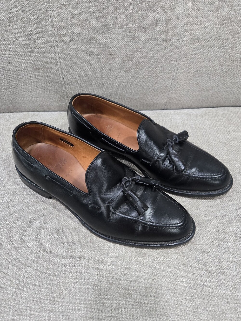Allen Edmonds Black Leather Grayson Tassel Slip-On Loafers